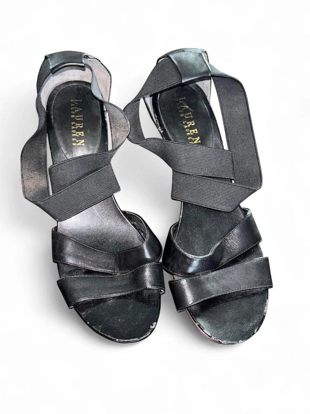 Lauren Ralph Lauren Black Strappy Wedge Sandals